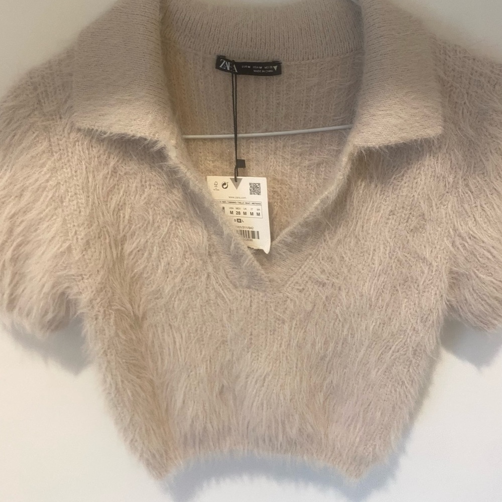 NWT ZARA faux fur polo shirt - Picture 13 of 14